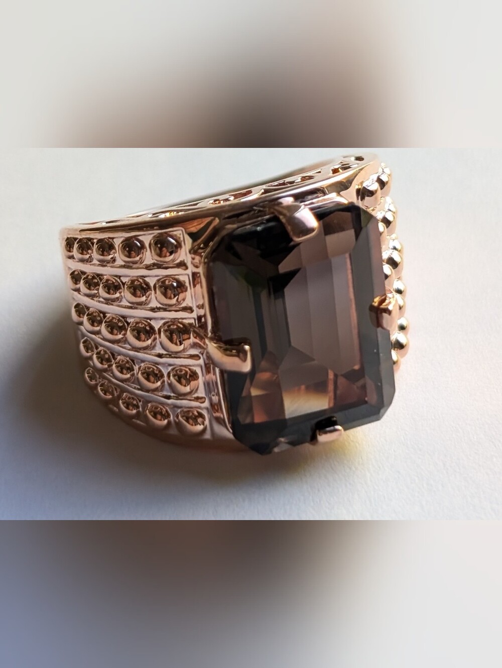 Smoky Quartz Copper Statement Ring